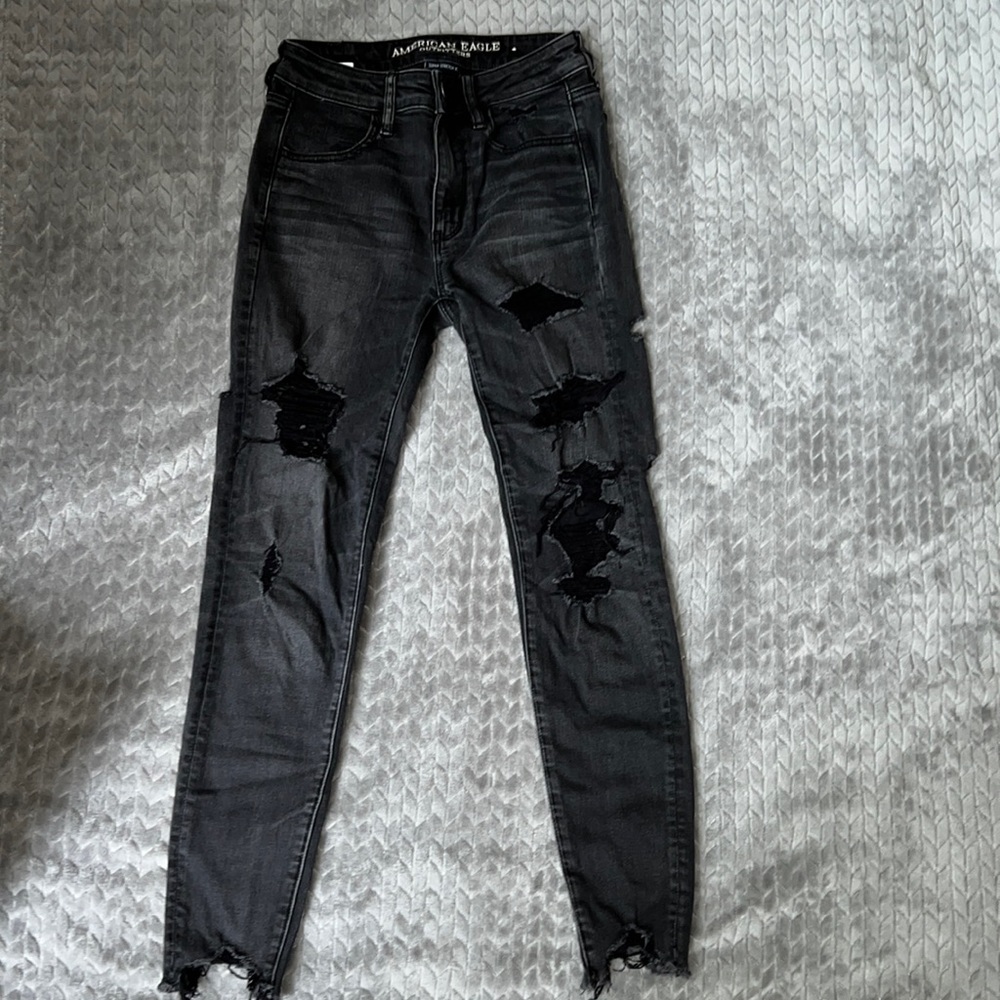 American Eagle ripped black skinny jeans